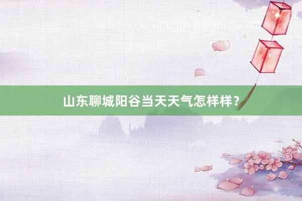 山东聊城阳谷当天天气怎样样？